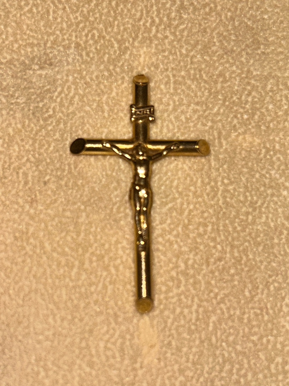 Gold Crucifix & Small Pave Diamond Cross Ribbon Design Slide Pendant REAL GOLD - Picture 3 of 4